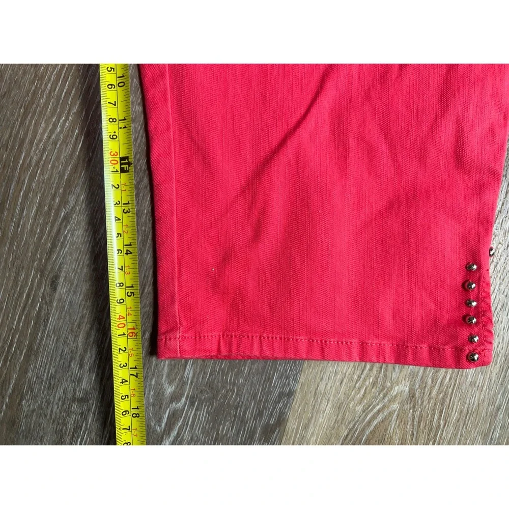 Ruby Rd Capri Pants Womens 14 Pink Excellent Studded‎ Hem Stretch Cotton Blend